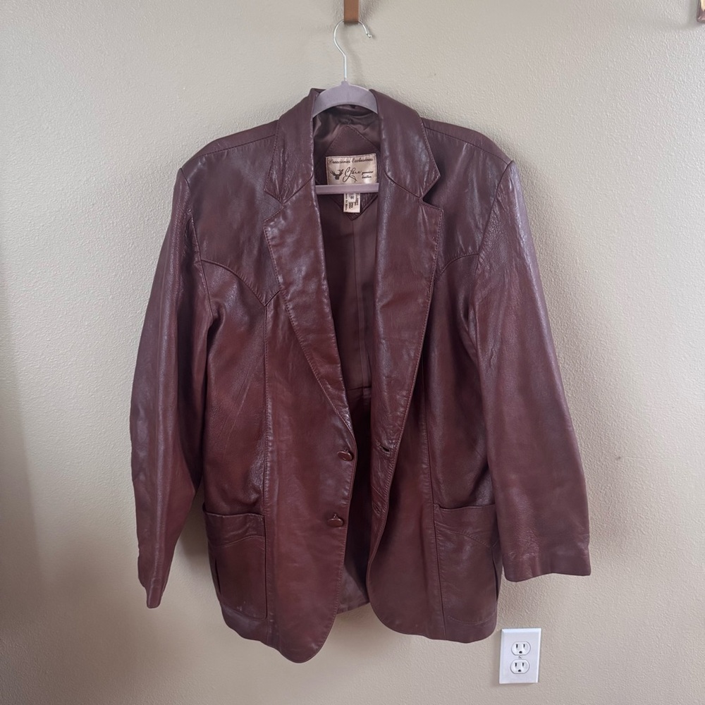 vintage brown leather jacket